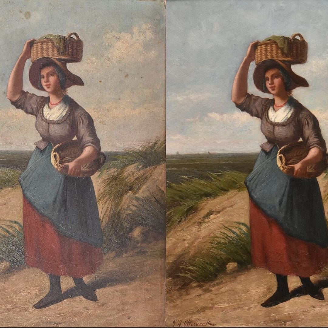 verwijderen nicotine van schilderij restauratie atelier kunstrestaurator schilderijenrestaurateur restaurator Zuhura Iddi
